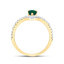 Load image into Gallery viewer, 14K Yellow Gold Diamond Emerald Gemstone Women's Ring 1/3 Cttw - Splendid Jewellery
