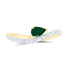 14K Yellow Gold Diamond Emerald Gemstone Women's Ring 1/3 Cttw - Splendid Jewellery