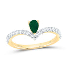 14K Yellow Gold Diamond Emerald Gemstone Women's Ring 1/3 Cttw - Splendid Jewellery