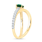 14K Yellow Gold Diamond Emerald Gemstone Women's Ring 1/3 Cttw - Splendid Jewellery