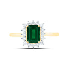 14K Yellow Gold Diamond Emerald Gemstone Women's Ring 1/4 Cttw - Splendid Jewellery