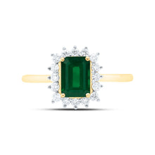 Load image into Gallery viewer, 14K Yellow Gold Diamond Emerald Gemstone Women's Ring 1/4 Cttw - Splendid Jewellery