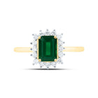 14K Yellow Gold Diamond Emerald Gemstone Women's Ring 1/4 Cttw - Splendid Jewellery