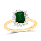 14K Yellow Gold Diamond Emerald Gemstone Women's Ring 1/4 Cttw - Splendid Jewellery