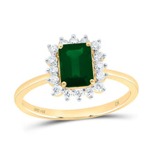 Load image into Gallery viewer, 14K Yellow Gold Diamond Emerald Gemstone Women's Ring 1/4 Cttw - Splendid Jewellery