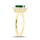 14K Yellow Gold Diamond Emerald Gemstone Women's Ring 1/4 Cttw - Splendid Jewellery