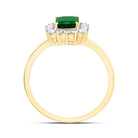 14K Yellow Gold Diamond Emerald Gemstone Women's Ring 1/4 Cttw - Splendid Jewellery