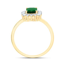 Load image into Gallery viewer, 14K Yellow Gold Diamond Emerald Gemstone Women's Ring 1/4 Cttw - Splendid Jewellery