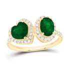 14K Yellow Gold Diamond Emerald Oval Emerald Gemstone Ring 3/8 Cttw - Splendid Jewellery