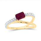 14K Yellow Gold Diamond Emerald Ruby Gemstone Women's Ring 1/3 Cttw - Splendid Jewellery