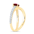 14K Yellow Gold Diamond Emerald Ruby Gemstone Women's Ring 1/3 Cttw - Splendid Jewellery