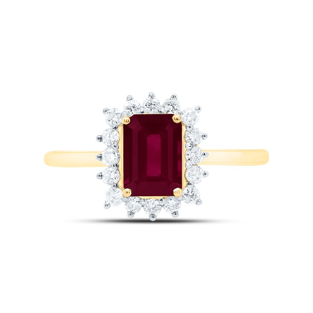 14K Yellow Gold Diamond Emerald Ruby Gemstone Women's Ring 1/4 Cttw - Splendid Jewellery