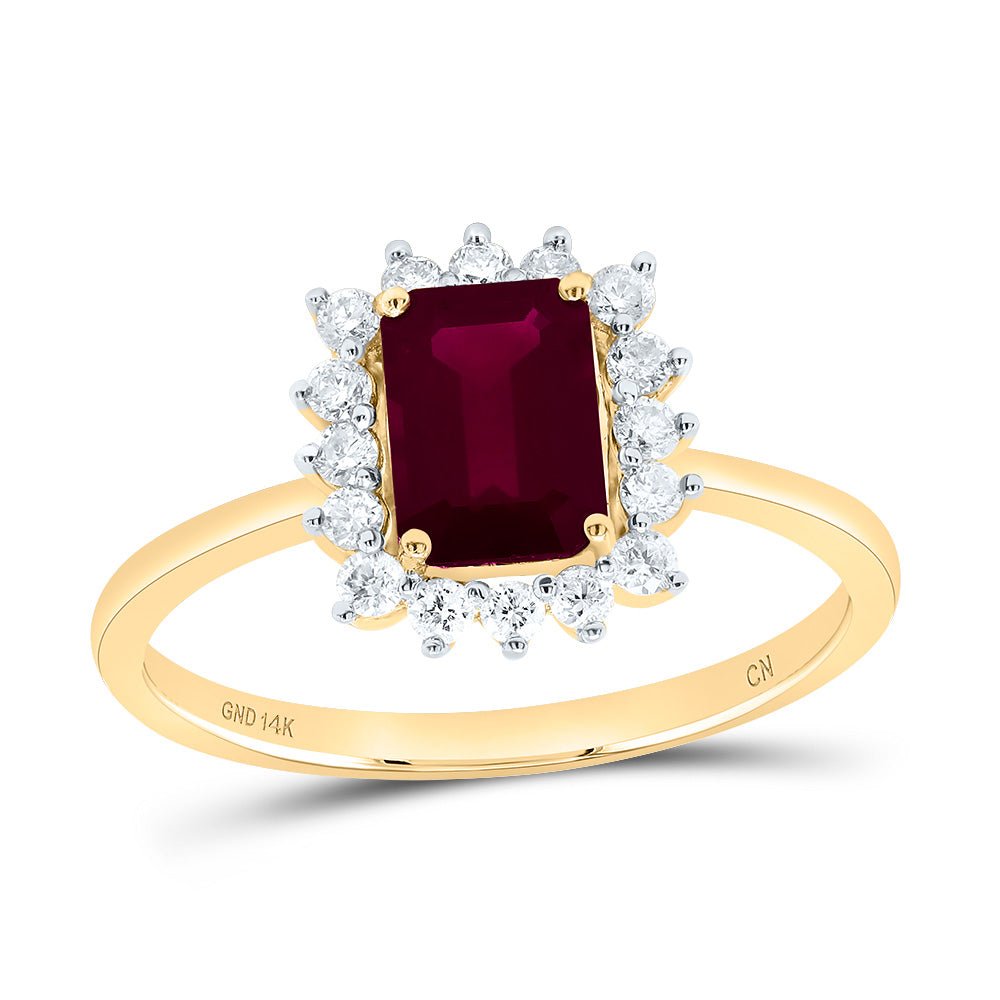 14K Yellow Gold Diamond Emerald Ruby Gemstone Women's Ring 1/4 Cttw - Splendid Jewellery