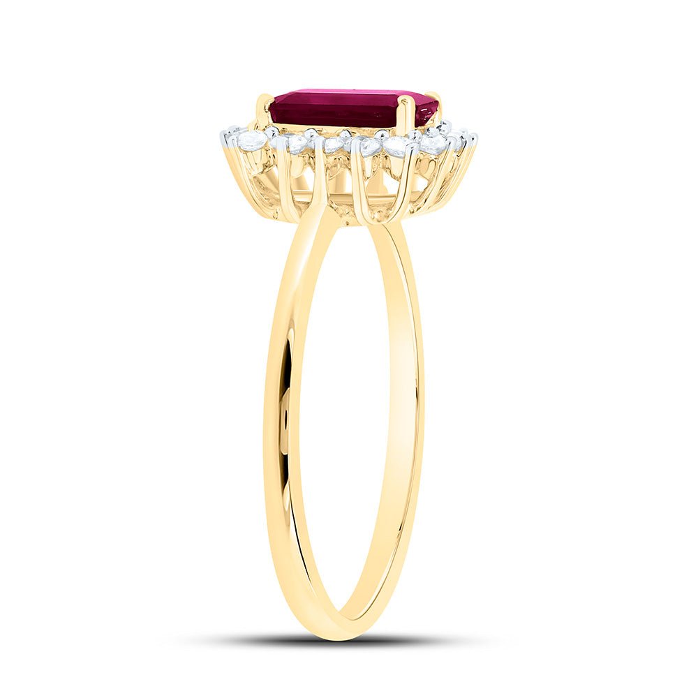 14K Yellow Gold Diamond Emerald Ruby Gemstone Women's Ring 1/4 Cttw - Splendid Jewellery