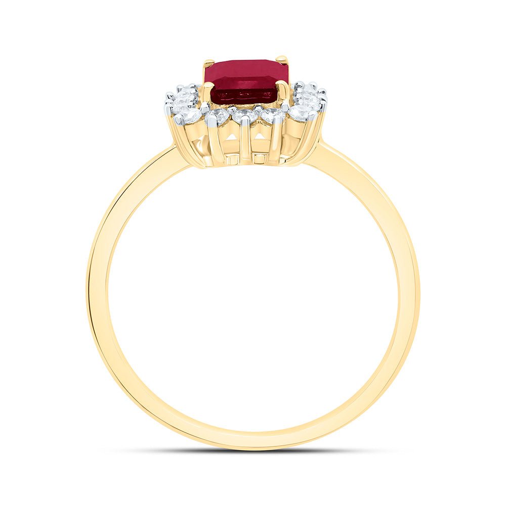 14K Yellow Gold Diamond Emerald Ruby Gemstone Women's Ring 1/4 Cttw - Splendid Jewellery