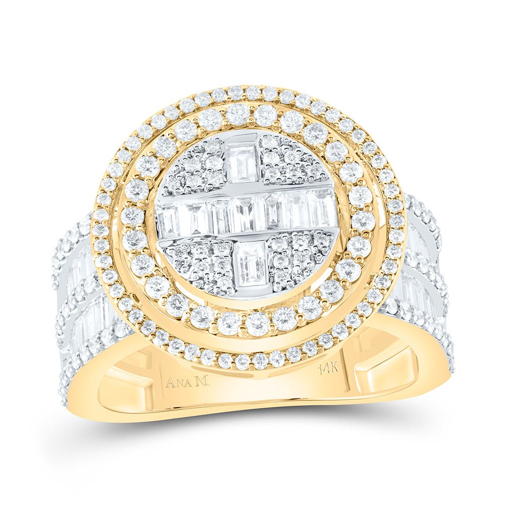 14K Yellow Gold Diamond Fashion Baguette Bridal Ring 1 5/8 Cttw - Splendid Jewellery