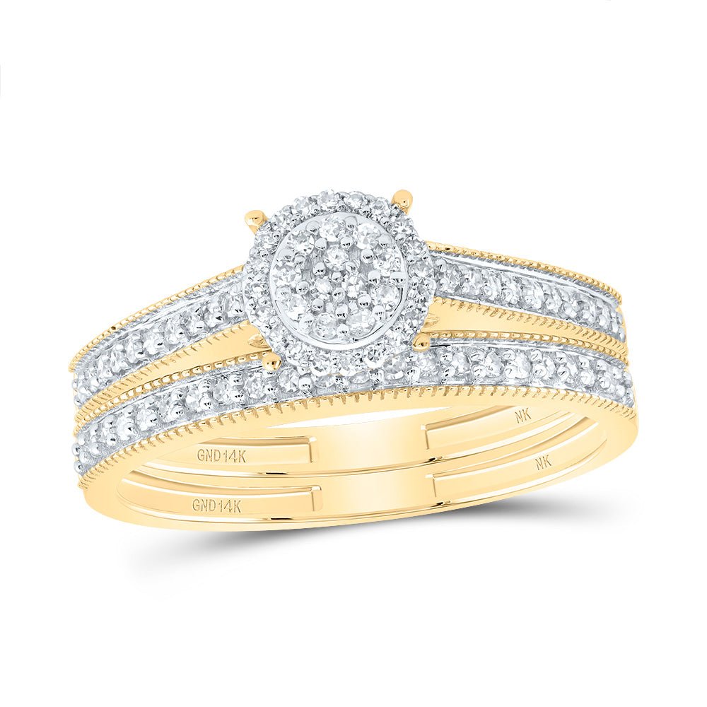 14K Yellow Gold Diamond Fashion Bridal Set 1/4 Cttw - Splendid Jewellery
