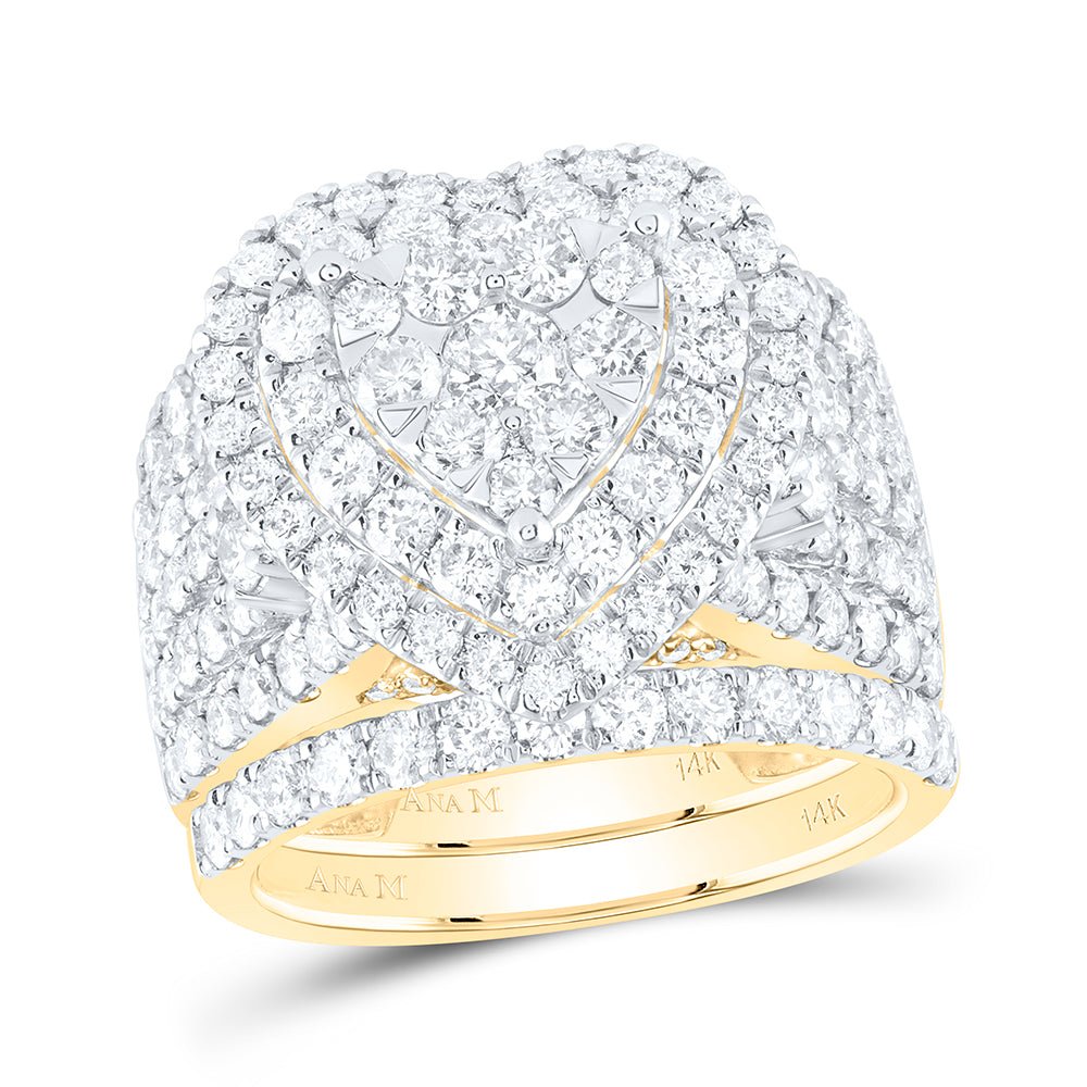 14K Yellow Gold Diamond Fashion Bridal Set 3 3/4 Cttw - Splendid Jewellery
