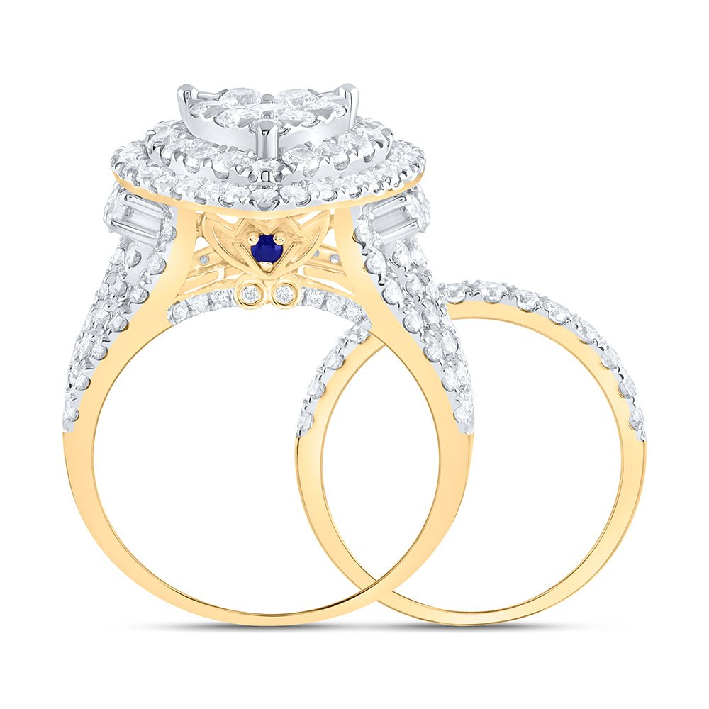 14K Yellow Gold Diamond Fashion Bridal Set 3 3/4 Cttw - Splendid Jewellery