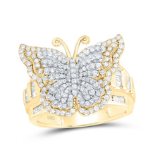 Load image into Gallery viewer, 14K Yellow Gold Diamond Fashion Butterfly Ring 1 1/4 Cttw - Splendid Jewellery