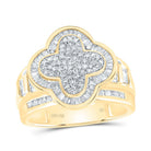14K Yellow Gold Diamond Fashion Clover Ring 1 Cttw - Splendid Jewellery