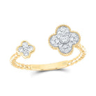 14K Yellow Gold Diamond Fashion Clover Ring 1/5 Cttw - Splendid Jewellery