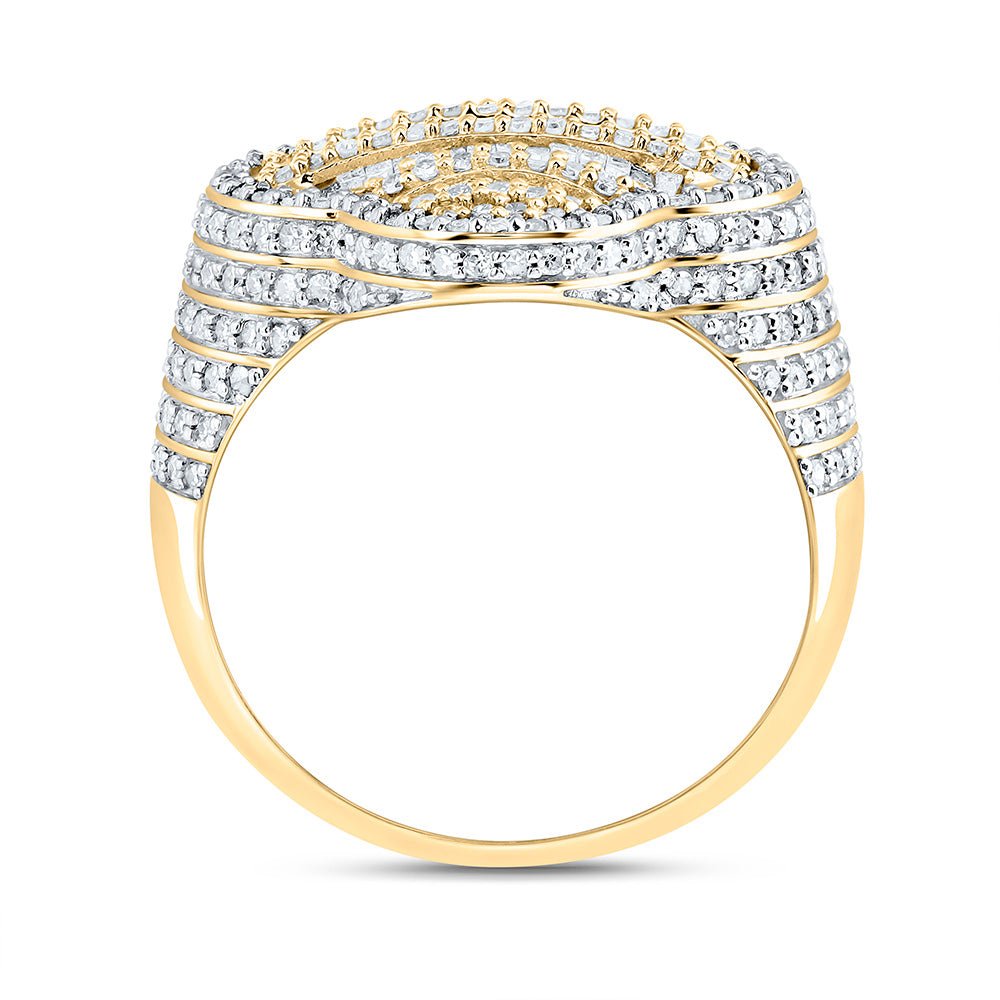 14K Yellow Gold Diamond Fashion Clover Women's Ring 1 1/2 Cttw - Splendid Jewellery