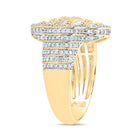 14K Yellow Gold Diamond Fashion Clover Women's Ring 1 1/2 Cttw - Splendid Jewellery