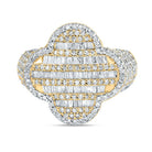 14K Yellow Gold Diamond Fashion Clover Women's Ring 1 1/2 Cttw - Splendid Jewellery