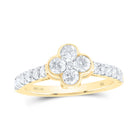 14K Yellow Gold Diamond Fashion Clover Women's Ring 1 Cttw - Splendid Jewellery