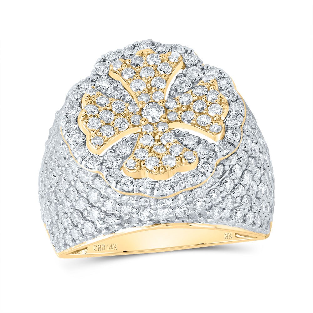 14K Yellow Gold Diamond Fashion Cross Ring 3 Cttw - Splendid Jewellery