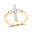 14K Yellow Gold Diamond Fashion Cross Ring 5/8 Cttw - Splendid Jewellery