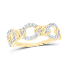 14K Yellow Gold Diamond Fashion Cuban Women's Ring 1/5 Cttw - Splendid Jewellery