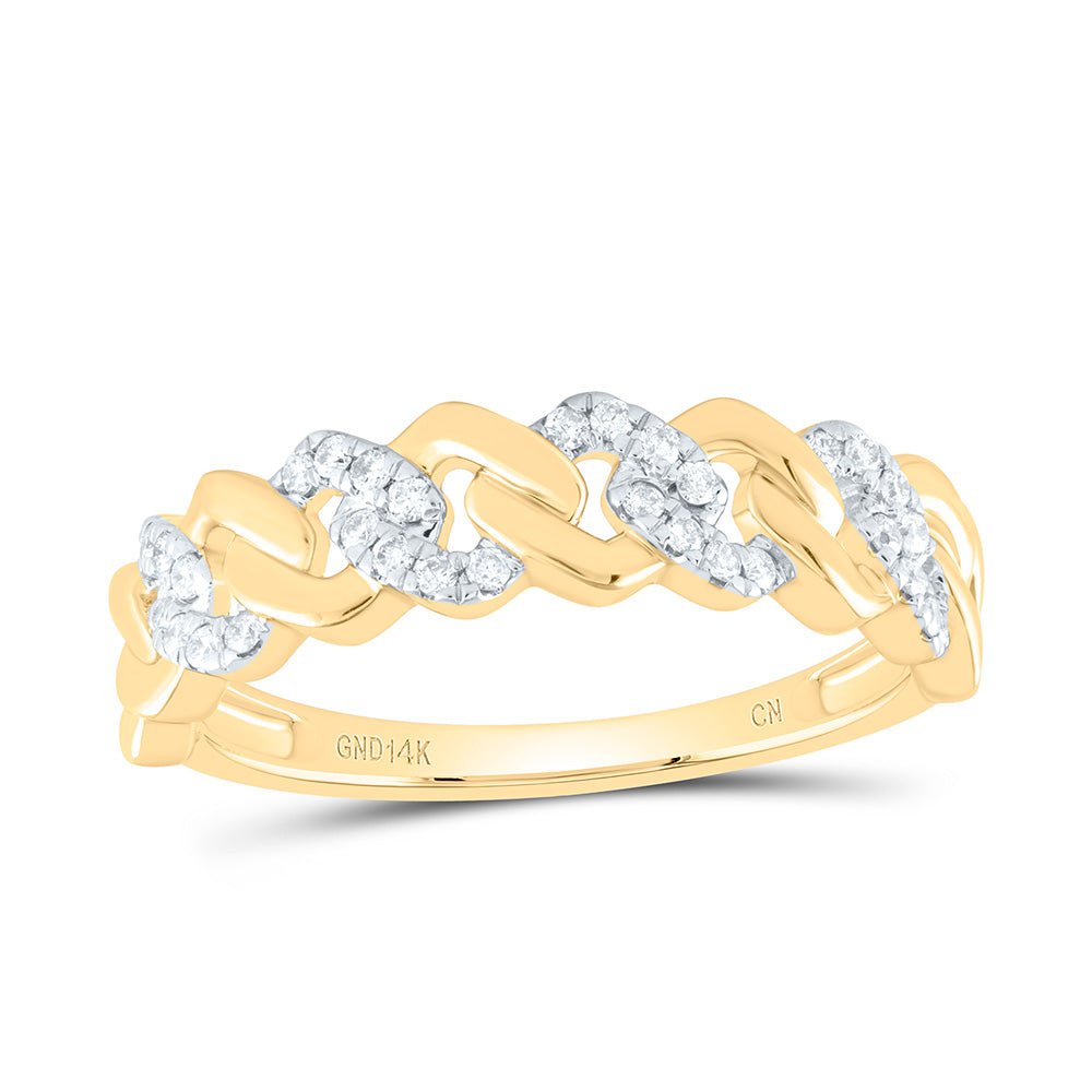 14K Yellow Gold Diamond Fashion Cuban Women's Ring 1/6 Cttw - Splendid Jewellery