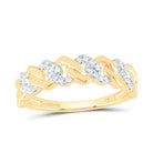 14K Yellow Gold Diamond Fashion Cuban Women's Ring 1/6 Cttw - Splendid Jewellery