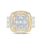 14K Yellow Gold Diamond Fashion Cushion Baguette Bridal Ring 1 3/4 Cttw - Splendid Jewellery