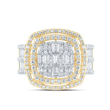 Load image into Gallery viewer, 14K Yellow Gold Diamond Fashion Cushion Baguette Bridal Ring 1 3/4 Cttw - Splendid Jewellery