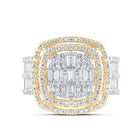 14K Yellow Gold Diamond Fashion Cushion Baguette Bridal Ring 1 3/4 Cttw - Splendid Jewellery