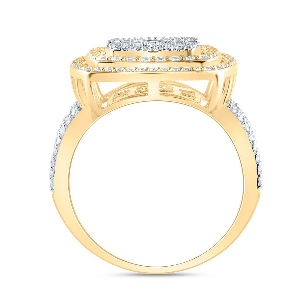14K Yellow Gold Diamond Fashion Cushion Baguette Bridal Ring 1 3/4 Cttw - Splendid Jewellery
