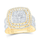 14K Yellow Gold Diamond Fashion Cushion Baguette Bridal Ring 1 3/4 Cttw - Splendid Jewellery
