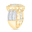 14K Yellow Gold Diamond Fashion Cushion Baguette Bridal Ring 1 3/4 Cttw - Splendid Jewellery