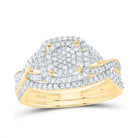 14K Yellow Gold Diamond Fashion Cushion Bridal Set 1/2 Cttw - Splendid Jewellery