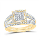 14K Yellow Gold Diamond Fashion Cushion Bridal Set 3/8 Cttw - Splendid Jewellery