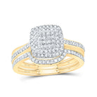 14K Yellow Gold Diamond Fashion Cushion Bridal Set 3/8 Cttw - Splendid Jewellery