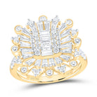 14K Yellow Gold Diamond Fashion Cushion Ring 1 3/4 Cttw - Splendid Jewellery