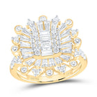 14K Yellow Gold Diamond Fashion Cushion Ring 1 3/4 Cttw - Splendid Jewellery
