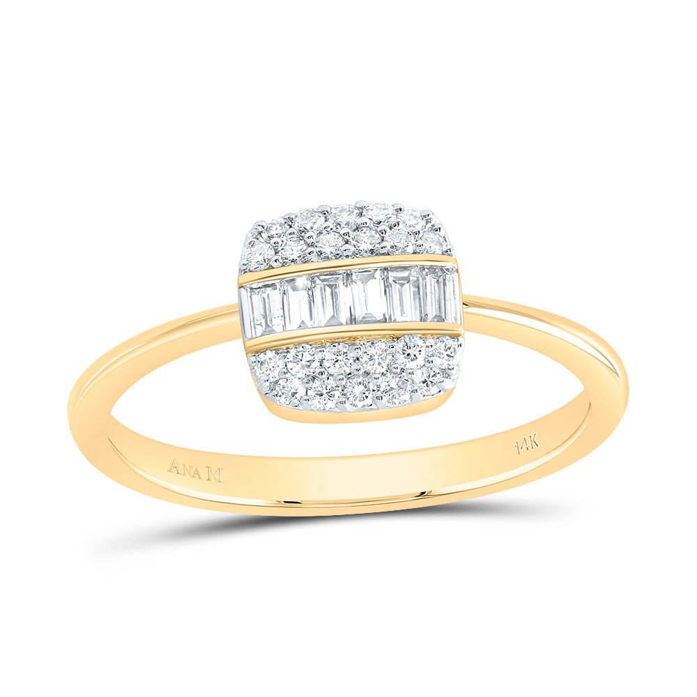 14K Yellow Gold Diamond Fashion Cushion Ring 1/3 Cttw - Splendid Jewellery