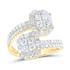 14K Yellow Gold Diamond Fashion Emerald Cuff Ring 1 1/3 Cttw - Splendid Jewellery