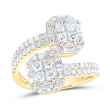 Load image into Gallery viewer, 14K Yellow Gold Diamond Fashion Emerald Cuff Ring 1 1/3 Cttw - Splendid Jewellery