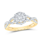 14K Yellow Gold Diamond Fashion Flower Bridal Ring 1/2 Cttw - Splendid Jewellery